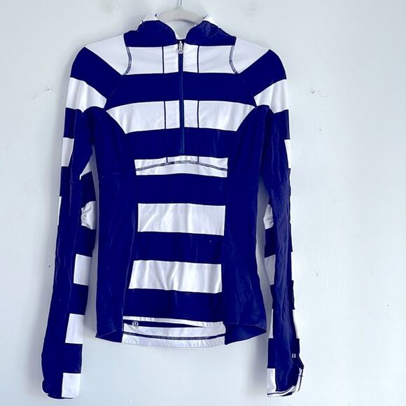 Lululemon Run Switch Back 1/4 zip striped long sleeve athletic pullover top sz 6 - Picture 1 of 6